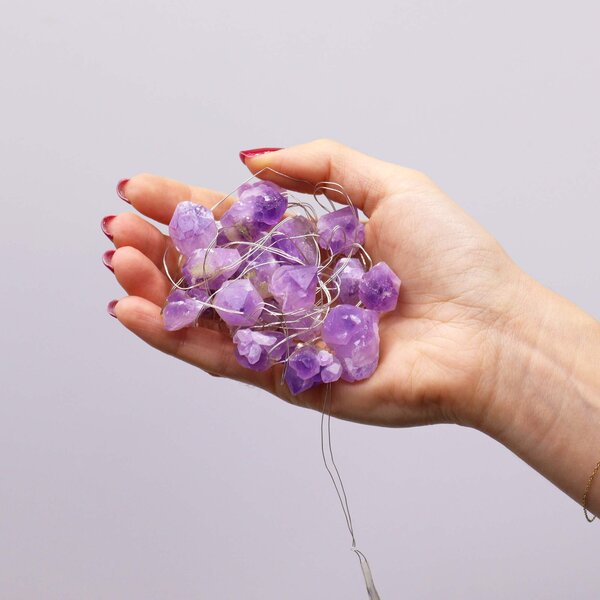 Čarobne lučke s kristalom – Ametist - Gemstone, led lights - Home warming - Božič