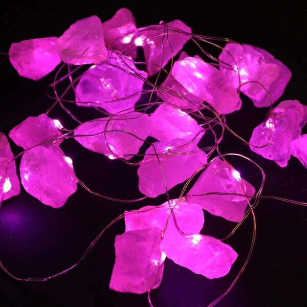 Čarobne lučke s kristali – Roževec- Rose Quartz - Gemstone, led lights - Baby shower - Božič