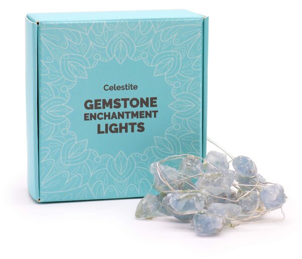 Kristalne čarobne lučke – Celestit - Gemstone, led lights - Baby shower - Božič