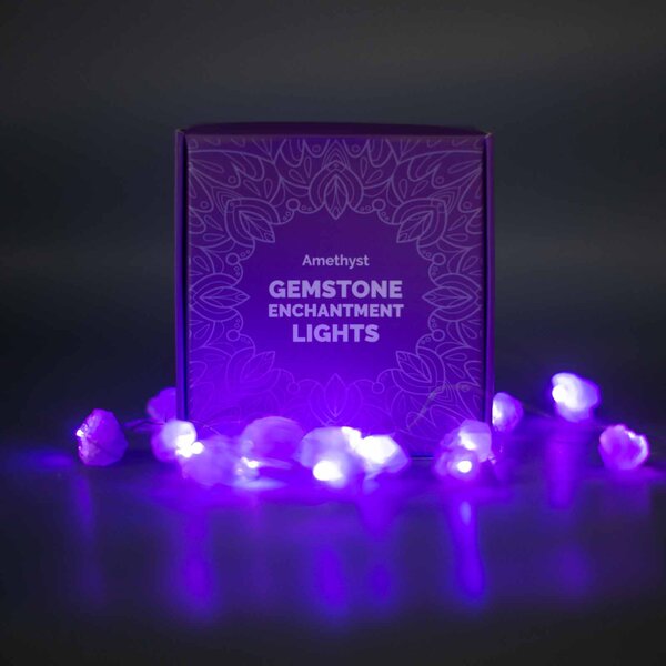 Čarobne lučke s kristalom – Ametist - Gemstone, led lights - Home warming - Božič