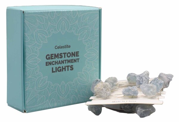 Kristalne čarobne lučke – Celestit - Gemstone, led lights - Baby shower - Božič