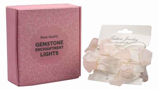 Čarobne lučke s kristali – Roževec- Rose Quartz - Gemstone, led lights - Baby shower - Božič