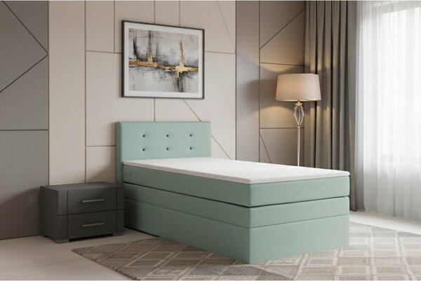 BOXSPRING POSTELJA 90 cm x 200 cm , tekstil, leseni material metino zelena