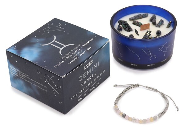 Zodiakalna kristalna sveča z energijsko zapestnico – DVOJČKA - Majhna pozornost - Dan žena - Birma