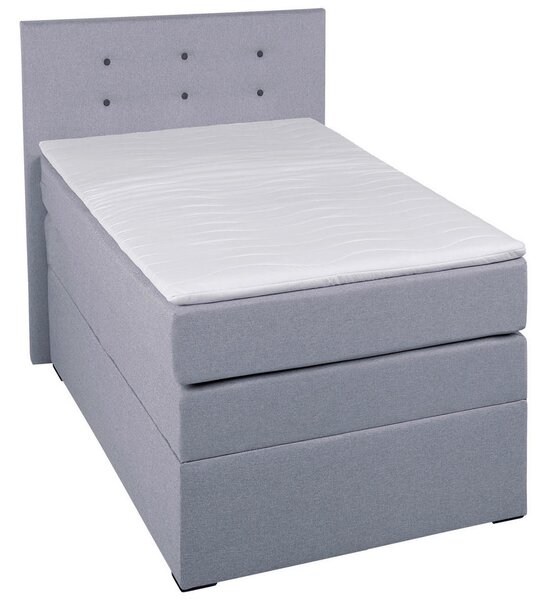 BOXSPRING POSTELJA 90 cm x 200 cm , tekstil, leseni material srebrne barve