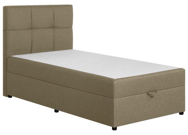 POSTELJA Z VZMETNICO 100 cm x 200 cm , tekstil, leseni material bež