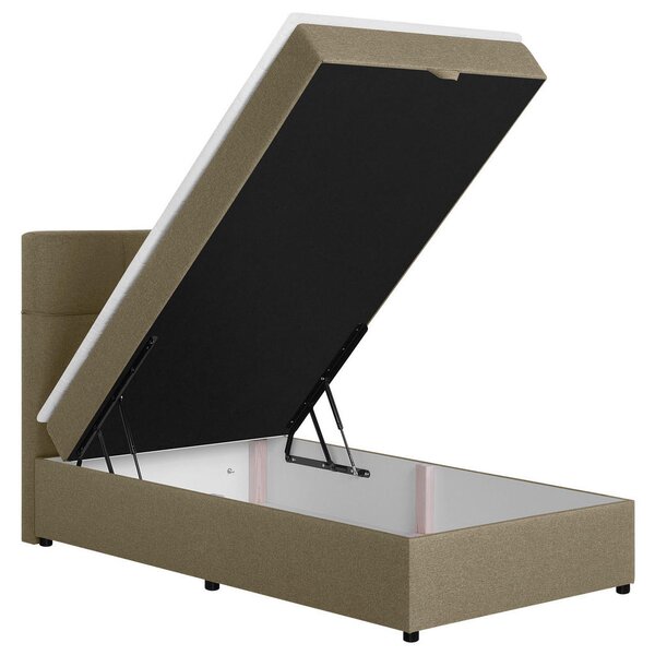 POSTELJA Z VZMETNICO 100 cm x 200 cm , tekstil, leseni material bež