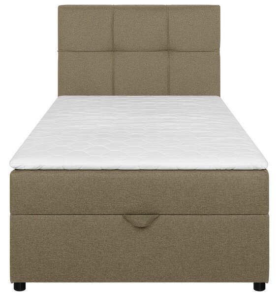 POSTELJA Z VZMETNICO 100 cm x 200 cm , tekstil, leseni material bež
