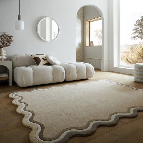 Ročno tkana volnena preproga v naravni barvi 160x230 cm Leo Scallop – Flair Rugs