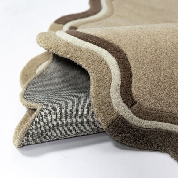 Ročno tkana volnena okrogla preproga v naravni barvi ø 180 cm Leo Scallop – Flair Rugs
