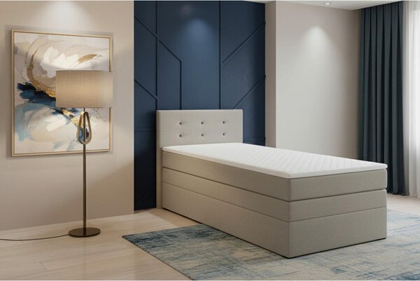 BOXSPRING POSTELJA 90 cm x 200 cm , tekstil, leseni material bež