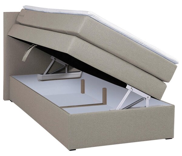 BOXSPRING POSTELJA 90 cm x 200 cm , tekstil, leseni material bež