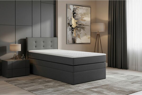 BOXSPRING POSTELJA 90 cm x 200 cm , tekstil, leseni material antracit