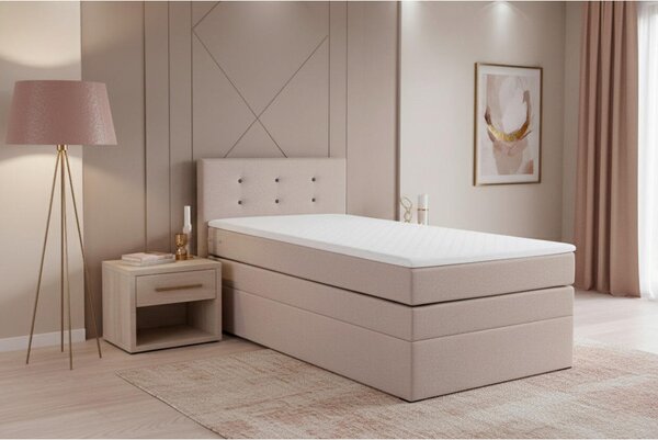 BOXSPRING POSTELJA 90 cm x 200 cm , tekstil, leseni material roza