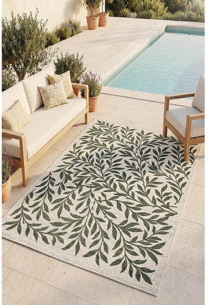Zelena/kremno bela notranja in zunanja preproga 80x150 cm Lua – Universal