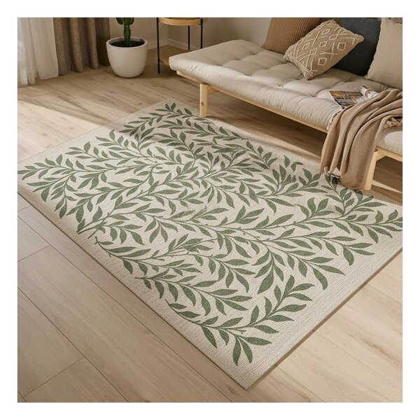 Zelena/kremno bela notranja in zunanja preproga 80x150 cm Lua – Universal