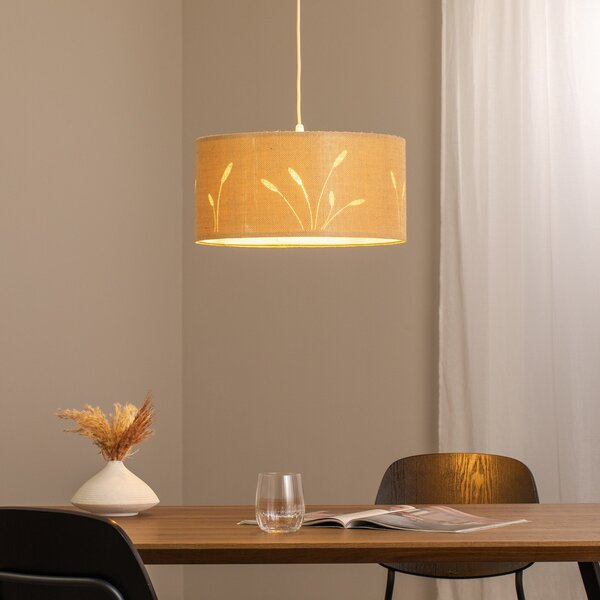 Maco Design Boho Auris obesek, bež, Ø 40 cm, tekstil, zatemnjen, Bež, Dnevna soba / jedilnica, Tkanine / tekstil