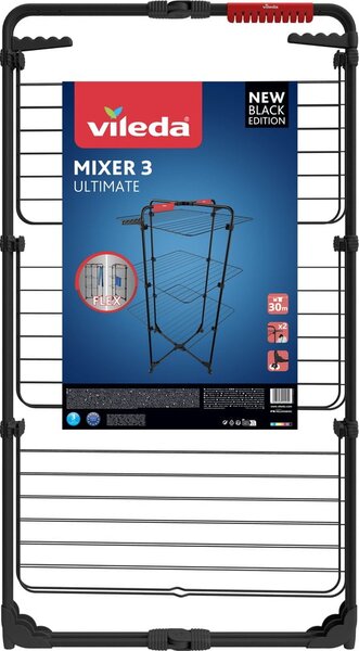 Črno stojalo za sušenje perila 30 m Mixer 3 – Vileda