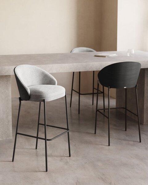 Črn/siv barski stol (višina sedeža 65 cm) Eamy – Kave Home
