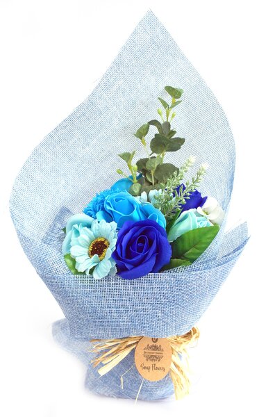 Stoječ šopek milnih rož - Modra eleganca - Baby shower - Dan žena