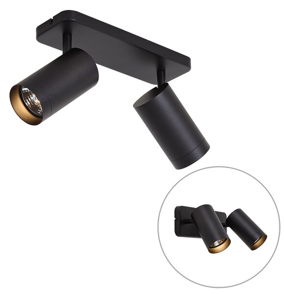 Sodobna stropna svetilka črna 2-svetlobna GU10 70mm - Jeana Luxe