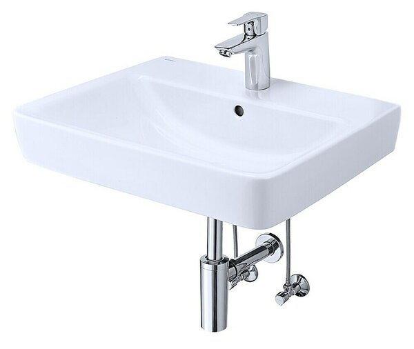 Geberit Renova Plan Umivalniški set (60 x 48 cm, Brez posebne glazure, Odprtina za armaturo: Sredina, S prelivom)