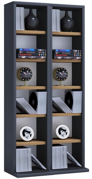 REGAL ZA CD-JE 42/91,8/20 cm antracit, medeni hrast