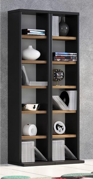 REGAL ZA CD-JE 42/91,8/20 cm antracit, medeni hrast