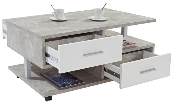 Modern Living Klubska Miza Quattro, Siva, Bela