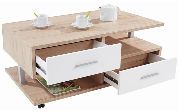 Modern Living Klubska Miza Quattro, Bela, Barva Hrasta