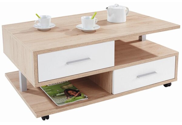 Modern Living Klubska Miza Quattro, Bela, Barva Hrasta