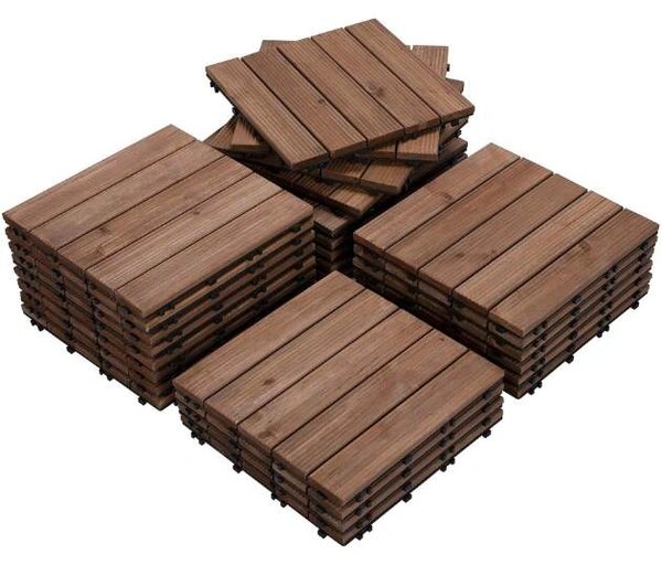 Woodytile™ Lesene Talne Ploščice Za Teraso – 12 Kosov (30x30 Cm) = 1,08 M², Rjava