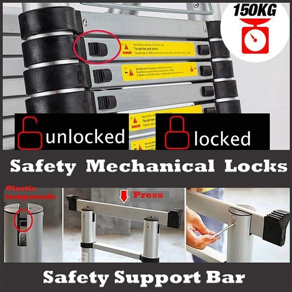 Ladmax™ Aluminijasta Teleskopska Zložljiva Lestev 220-440 Cm