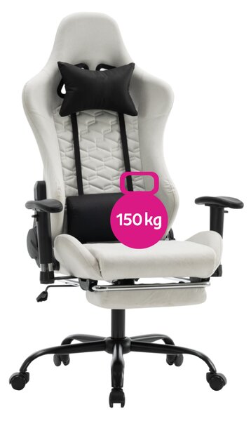 KONDELA Pisarniški/igričarski stol, bela/črna, nosilnost 150 kg, PAPIBAS