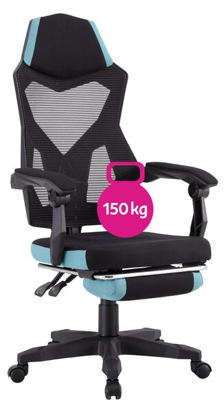 KONDELA Pisarniški/gaming stol, črna/neomint, nosilnost 150 kg, JORIK NEW