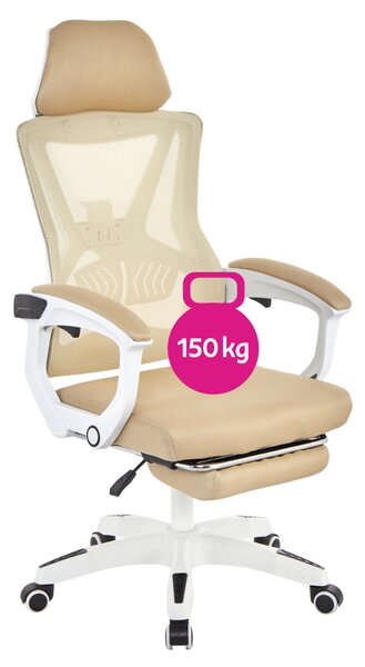 KONDELA Pisarniški stol, bež/bela, nosilnost 150 kg, MALVIN