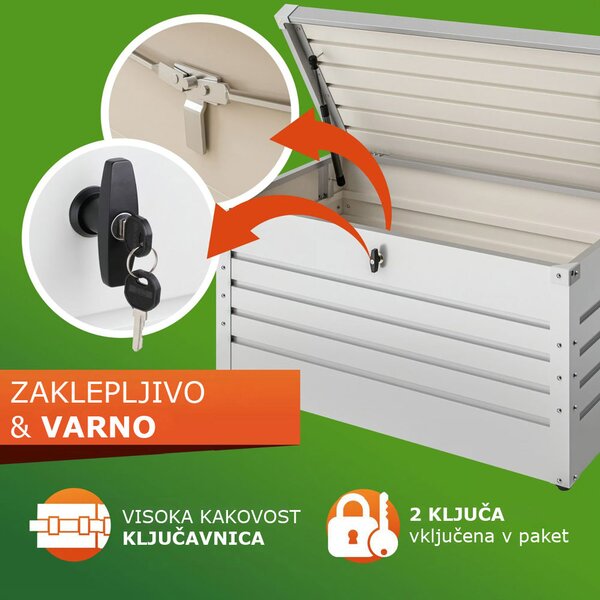 Kovinski shranjevalni zaboj METALBOX, 385L, 120×62×63cm, siva Gardebruk