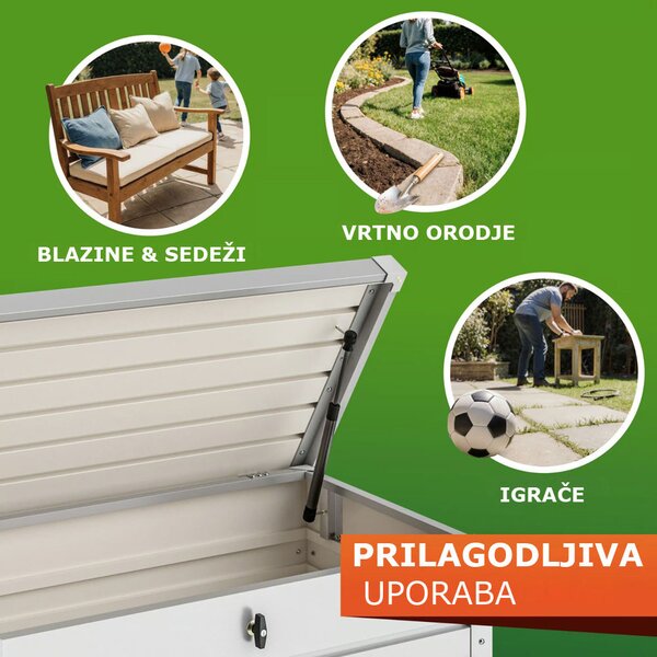 Kovinski shranjevalni zaboj METALBOX, 385L, 120×62×63cm, siva Gardebruk