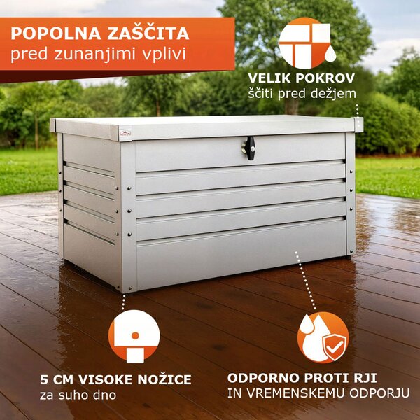 Kovinski shranjevalni zaboj METALBOX, 385L, 120×62×63cm, siva Gardebruk