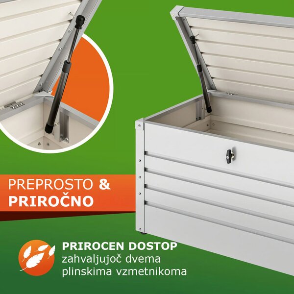 Kovinski shranjevalni zaboj METALBOX, 385L, 120×62×63cm, siva Gardebruk