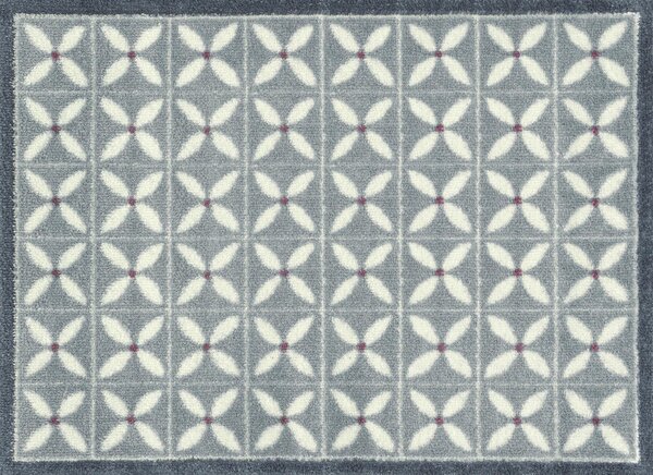 PREDPRAŽNIK Flower Fields Grey 60/85 cm potiskano bela, svetlo siva