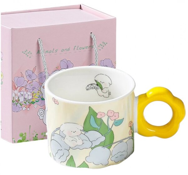 Cvetlični lonček z žličko 280 ml + darilna škatla-RUMENA