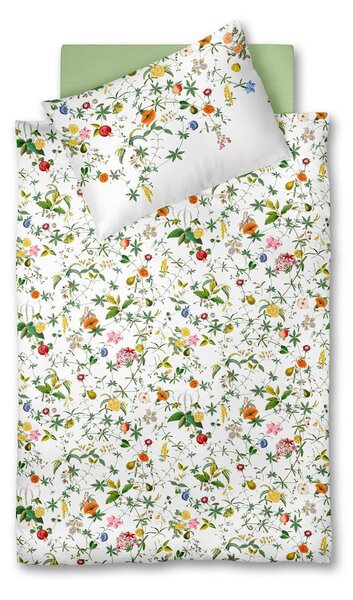 POSTELJNINA BED ART S 140/200 cm mako saten rumena, rdeča, bela, žadasto zelena