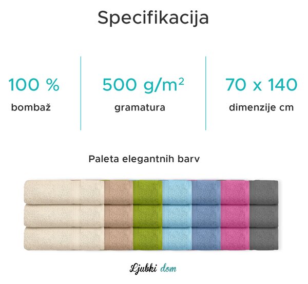 Brisača CLARYSSE ELEGANCE 70x140 cm smetanova, 100% bombaž