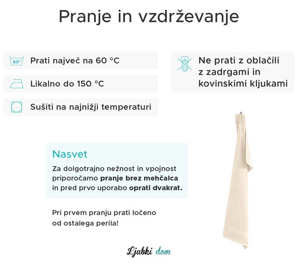 Brisača CLARYSSE ELEGANCE 70x140 cm smetanova, 100% bombaž