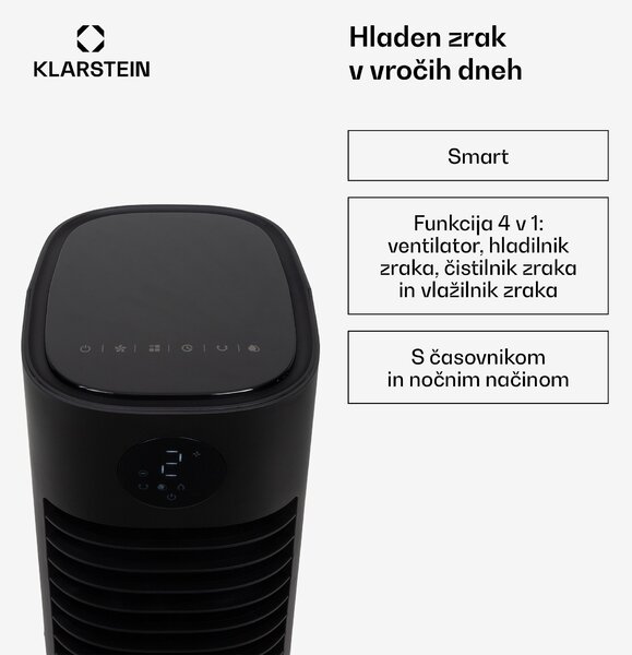 Klarstein Skytower Grand Smart, zračni hladilnik, 80 W, 480 m³/uro, 8 litrov, prenosni