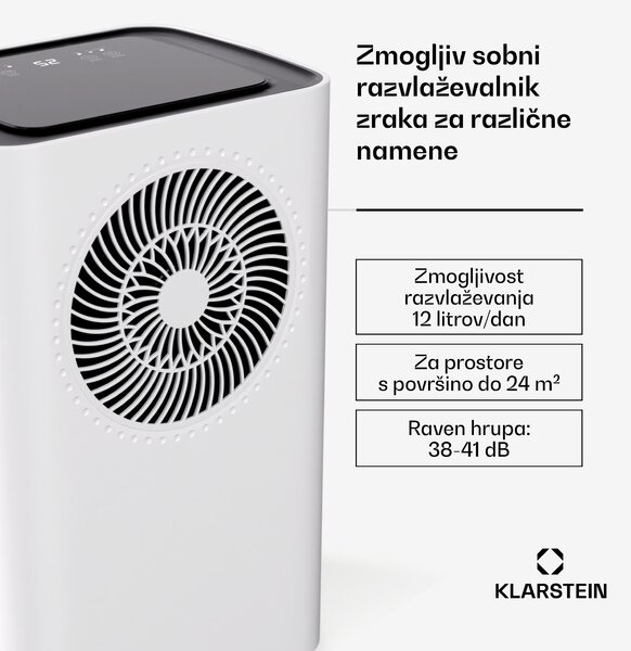 Klarstein CircleDry Smart 12 L razvlaževalnik zraka, 12 L/dan, 260 W, 25-30m², WiFi, časovnik, filter