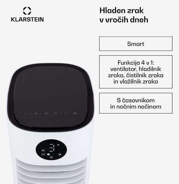 Klarstein Skytower Grand Smart, zračni hladilnik, 80 W, 480 m³/uro, 8 litrov, prenosni