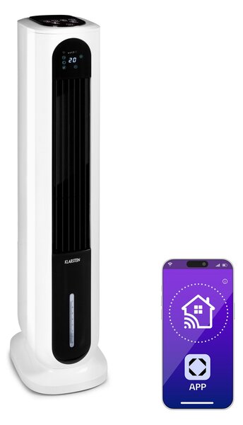 Klarstein Polar Tower Smart, ventilator, hladilnik zraka, 7 L, 85 W, daljinski upravljalnik, 5 x hladilni boks
