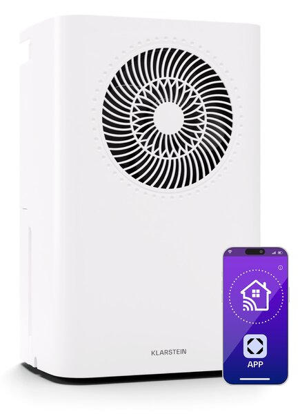 Klarstein CircleDry Smart 12 L razvlaževalnik zraka, 12 L/dan, 260 W, 25-30m², WiFi, časovnik, filter